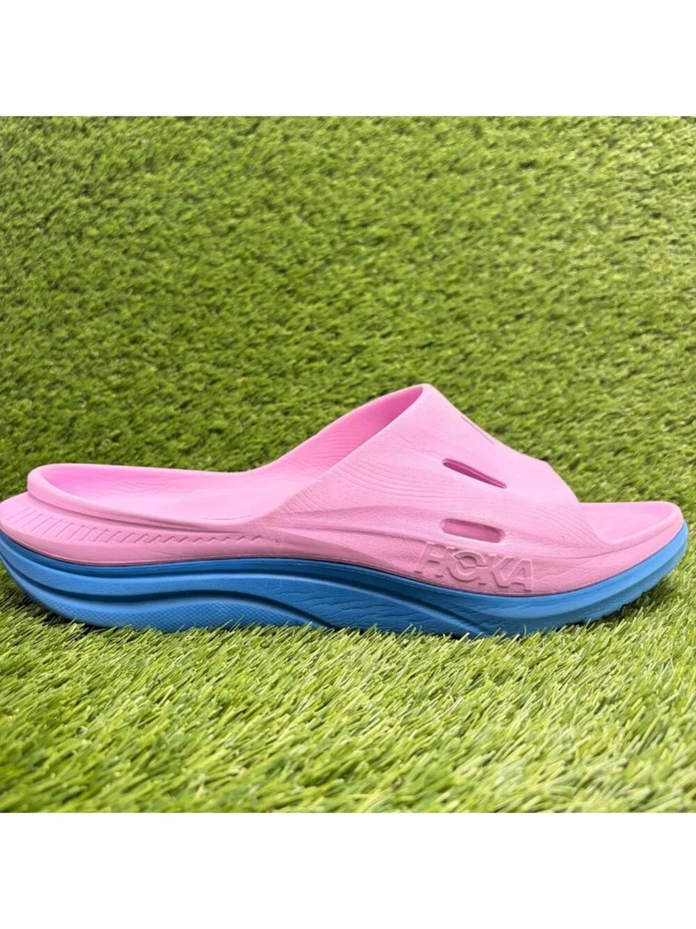 Hoka One One Ora Recovery Slide 3 Mens Size 13 Pink Blue Beach Outdoor Sandals